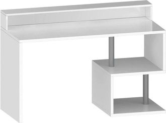 Dmora Escritorio Silvestro, Escritorio Lineal Con Estantes De Almacenamiento, Escritorio De Oficina Multiusos Con Tablero, 140x60h93 Cm, Pizarra - Dmora