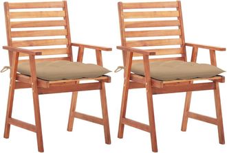 vidaXL Vidaxl - Sillas Comedor De Jard&iacute;n 2 Uds Madera Maciza Acacia Y Cojines