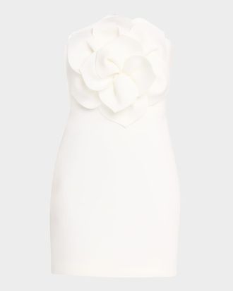 Neiman Marcus Strapless Rosette Bodice Scuba Mini Dress