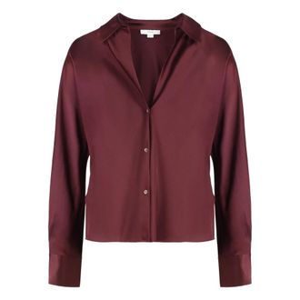 Vince Shirts, female, Red, XL, Silk Bias Long-Sleeve Blouse