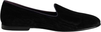 Dolce & Gabbana Black DG Crown Embroidery Loafers Slip On Mens Shoes