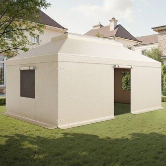 OEM Cubierta Para Cenador De Invierno, Cubierta De Cenador Con Laterales Y Ventanas De Malla, Compatible Con Cenadores De 2 Pisos De 3,66 X 6,10 M Materia