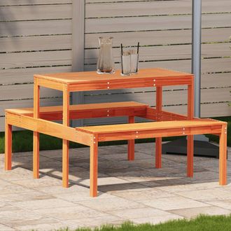 vidaXL Vidaxl - Mesa De P&iacute;cnic Madera Maciza De Pino Marr&oacute;n Cera 110x134x75 Cm