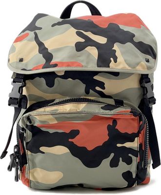 Valentino Black Khaki Orange Nylon Backpack (Pre-Owned)