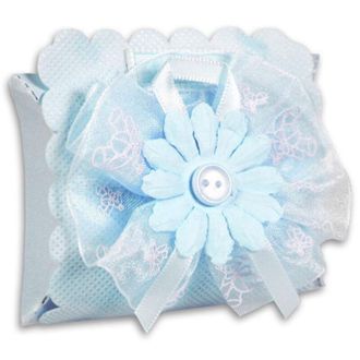 Trade Shop Trade Shop - 12 Scatolina Porta Confetti Con Fiore Bomboniera Nascita Battesimo Bimbo Azzurro
