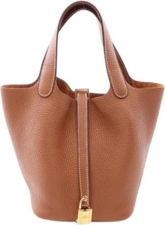 Herm&egrave;s Pre-owned Vintage Bucket Bag - Dames - Vintage Tas - Bruin - ONE Size - Leer - Vintage