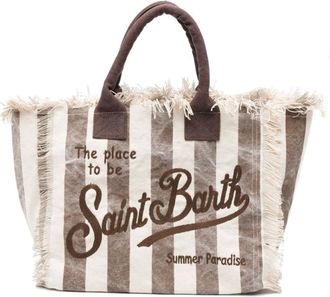 MC2 Saint Barth Tote Bags, female, Brown, Size: ONE SIZE Striped Tote Bag in Brown