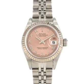 Rolex Pre-owned Datejust Roestvrij Staal Wit Goud - Dames - Vintage Horloges - Roze - ONE Size - Vintage