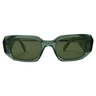 Prada Pre-owned Womens SPR17W Rectangle-Framed Sunglasses in Olive Acetate - One Size