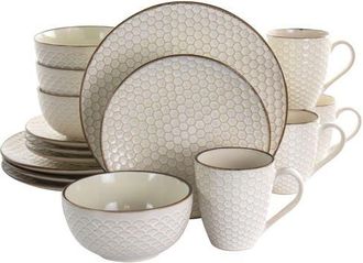 Elama Honey Ivory 16 Piece Stoneware Dinnerware Set in White at Nordstrom