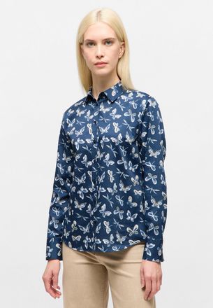 Eterna Hemdbluse ETERNA REGULAR FIT, Damen, Gr. 44, navy, 100% Baumwolle, Blusen Hemdbluse, EASY IRON (b&uuml;gelleicht)
