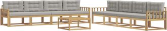 vidaXL Conjunto De Sof&aacute;s De Exterior 9 Uds. Blanco Y Gris Claro Vidaxl
