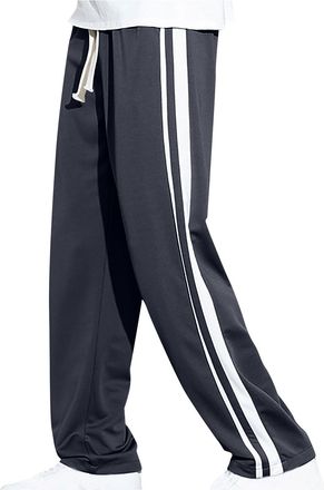 Generic Mens Joggers Side Striped Elasticed Waist Drawstring Sweatpants Relaxed Fit Cosy Breathable Jogging Bottoms Open Hem Lightweight Track Pants Casual Ou