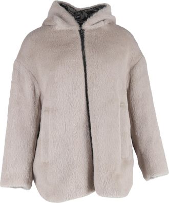 Max Mara Pre-owned Womens Max Cube Spacefe Reversible Jacket in Beige Alpaca Wool - Size Small