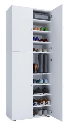 ebuy24 Ebuy24 - Gabinete De Zapato De Madera Vcm Dimensiones: An. 70 X Al. 184 X T. 40 Cm Gabinete Todo Uso 9 Compartimentos 4 Puertas Giratorias - Lona (bla