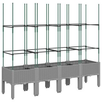 Berkfield Home Garden Planter with Trellis Light Grey 160x40x142.5 cm PP