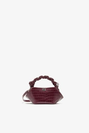 Ganni Burgundy Red Croco Mini Bou Bag