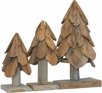 vidaXL &Aacute;rbol De Navidad Con Soporte 3 Pcs Marr&oacute;n Madera De Teca Maciza Vidaxl