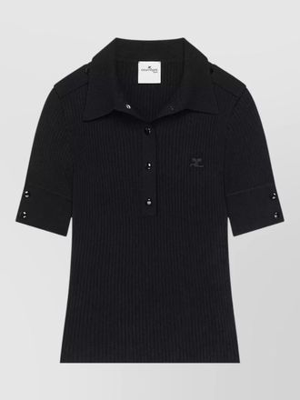 Courr&egrave;ges rib knit polo shirt short sleeves