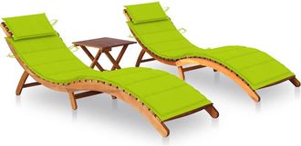 vidaXL Vidaxl - Tumbonas 2 Unidades Con Mesa Y Cojines Madera Maciza De Acacia