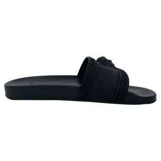 Versace Versace Medusa badslippers van zwart rubber