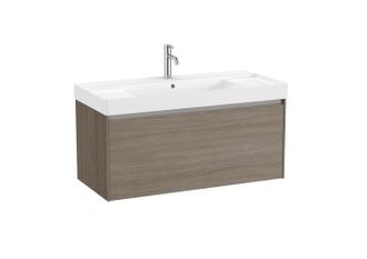 Roca Mueble Lavabo Blanco 1000x460 Ona Standard 1 Caj&oacute;n Olmo Oscuro