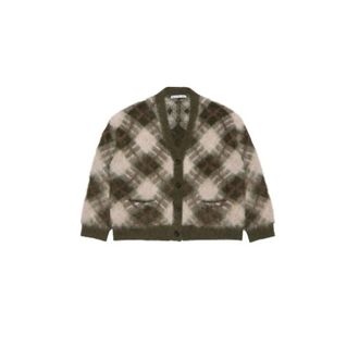 Acne Studios Cardigan in morbido mohair con scollo a V e motivo a intarsio argyle - - Knitwear - Donna - Multicolore - S