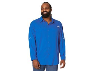 Columbia Big Tall Tamiamitm II Long Sleeves Mens Long Sleeve Button Up Vivid Blue : 2XL Tall, Polyester