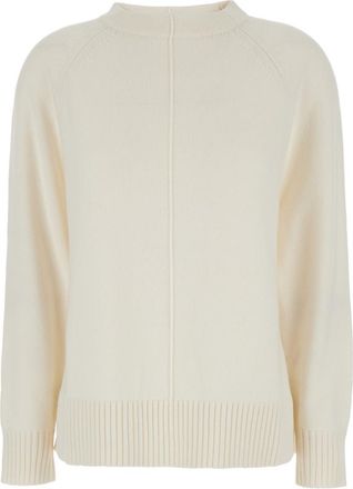 Max Mara White Solid Crew Neck Sweater