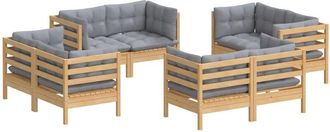 vidaXL 8 Pcs Garden Lounge Set + Pin Grey Coushions - 298919