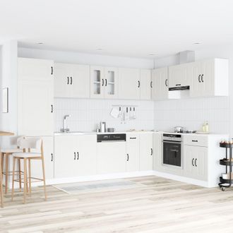 Berkfield Home Kitchen Cabinet Kalmar with Double Basins White Engineered wood