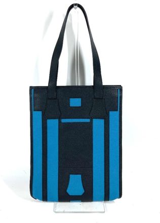 Hermès Black Blue Taurillon Clemence Leather Shoulder Bag Tote Bag (Pre-Owned)
