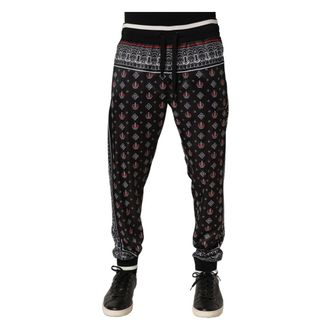 Dolce & Gabbana Sweatpants, male, Black, Size: XS Bandana Crown Jogger
