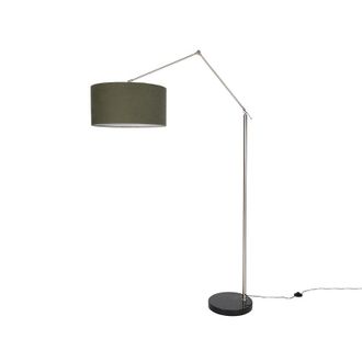 QAZQA Qazqa Vloerlamp Zwart Verstelbaar Met Groene Kap 50cm - Editor