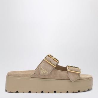 Prada Sandali in suede color &eacute;cru