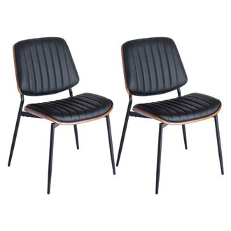 Urban Meuble Conjunto de 2 sillas vintage negras y de madera con asientos acolchado