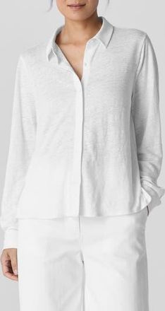 Eileen Fisher Classic Slim Fit Organic Linen Button-Up Shirt in White at Nordstrom Rack, Size X-Small