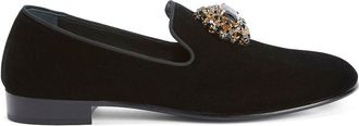 Giuseppe Zanotti Remye rhinestone-embellished loafers - men - Polyurethane/Calf Leather/Calf Leather/Rhinestone/Brass - 42.5 - Black