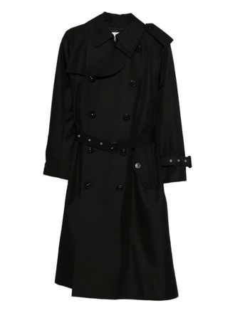sacai belted double-breasted coat - women - Cotton/Polyester/Cupro - 3 - Black