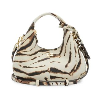 Ganni Hobo Mini Zebra - - Bags - Donna - Beige - ONE SIZE
