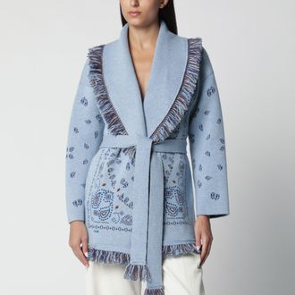 Alanui Cardigan jacquard bandana azzurro