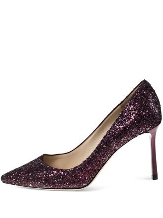 Jimmy Choo London 85mm glitter-embellishment pumps - Purple