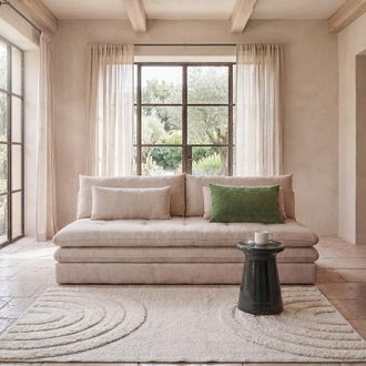 Maisons du monde Sof&aacute; cama de 2/3 plazas con arc&oacute;n de tela reciclada beige