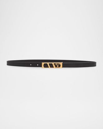 Valentino Garavani VLogo Signature Skinny Calfskin Belt, 15mm