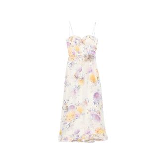 Zimmermann Floral Tie-waist Midi Dress