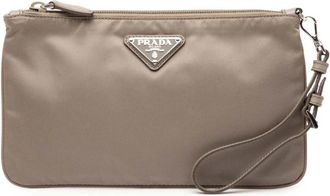 Prada Pre-owned Clutches, female, Brown, Size: ONE SIZE Pre-owned Nylon Pouch
