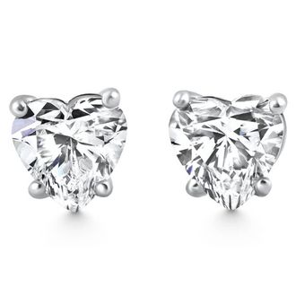 Pompeii3 2Ct TW Heart Shape Diamond Studs Lab Grown 14k White Gold