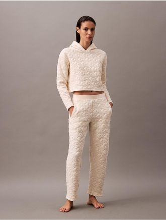 Calvin Klein Womens Terry Lounge Quilted Joggers - White - XL