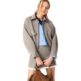 Maje Checked bomber jacket in Brown Checks at Nordstrom, Size 36 Eu