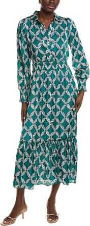 T Tahari Half Placket Chain Print Maxi Dress